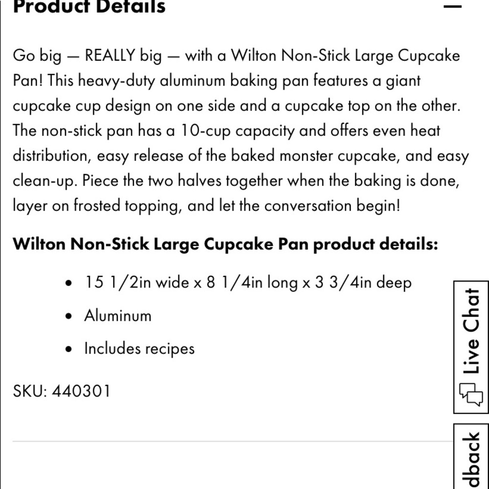 WILTON Nonstick Large Cupcake Cake pan 10 cup - Picture 2 of 4